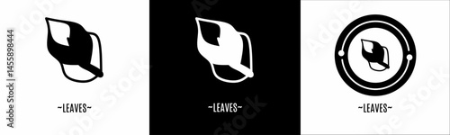 Leaves logo set. Collection of black and white logos. Stock vector.
