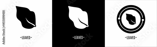 Leaves logo set. Collection of black and white logos. Stock vector.