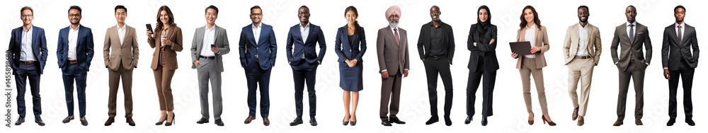 PNG Diverse professionals in formal attire, element set on transparent background PNG Diverse professionals in formal attire, element set on transparent background