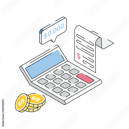 Financial calculation icon creatively designed in isometric style