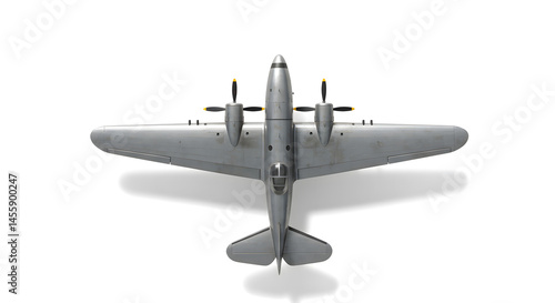 yellow old metal plane isolated on white background