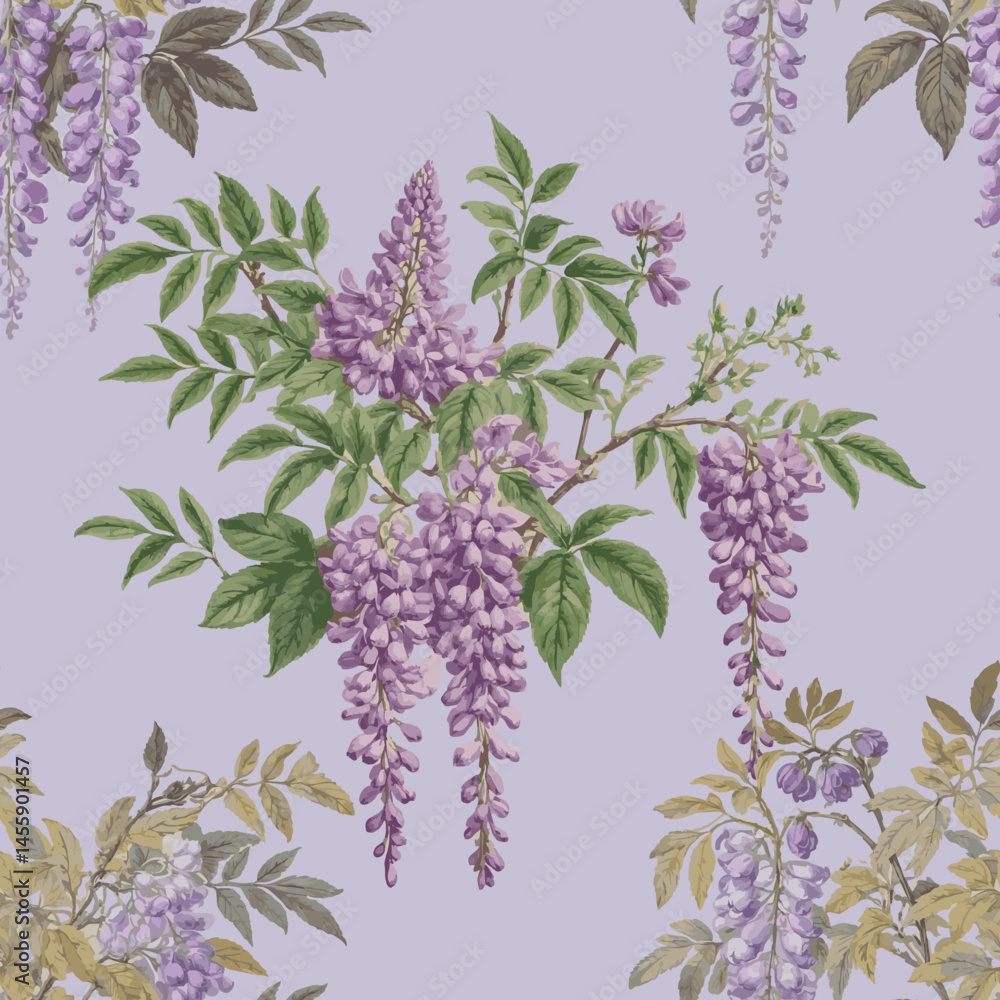 custom made wallpaper toronto digitalwisteria floral seamless pattern texture, beige background illustration