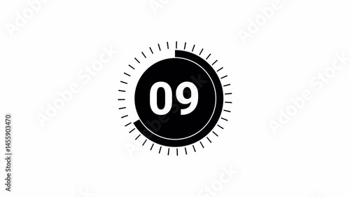 15 seconds countdown timer animation from 15seconds to 0 seconds with alpha channel , 15 second countdown timer on a transparent background.	