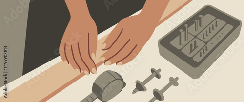 hands working on kitchen appliance with tools