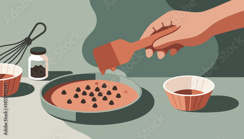 cooking chocolate chip cookies with mixer and spoon