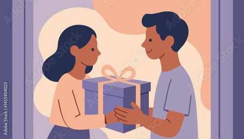 colorful gift exchange illustration