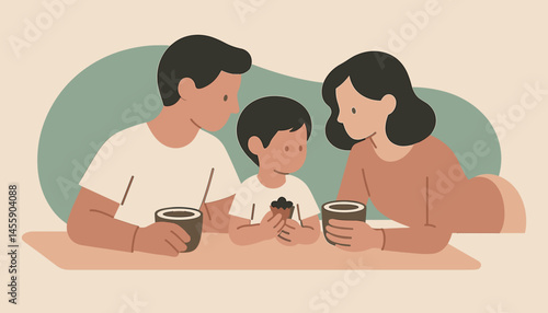 family bonding moment  coffee break illustration