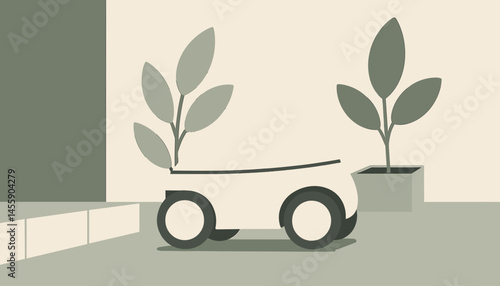 modern electric car parked in front of house with greenery