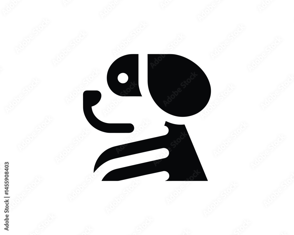 Naklejka premium Sleek and Simple Dog Icon in Black and White Colors