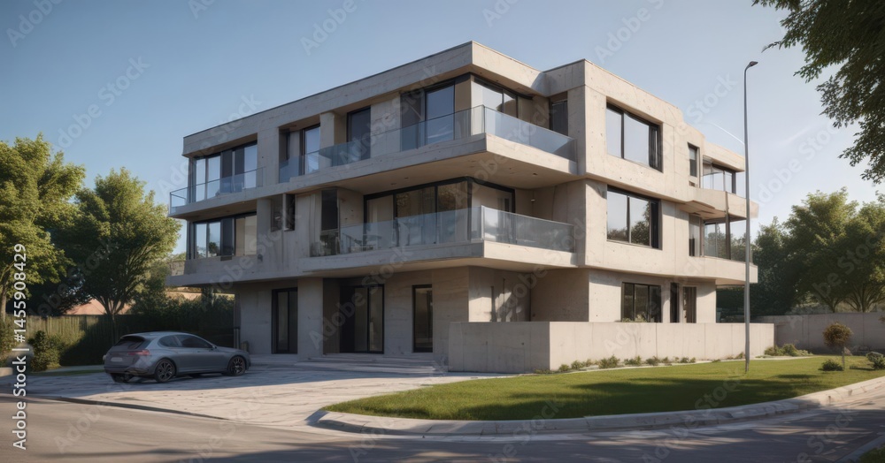 Fototapeta premium Contemporary house under renovation, updated facade, visible progress , structure, interior, upgrade