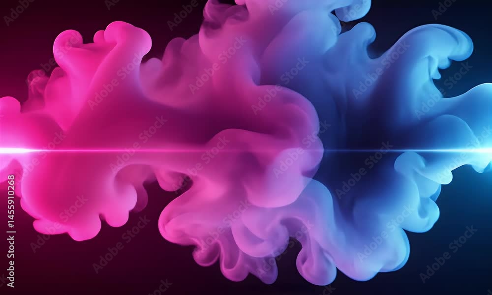 Vibrant Pink And Blue Abstract Smoke With Horizontal Light Bar On Dark Background Vibrant Pink And Blue Abstract Smoke With Horizontal Light Bar On Dark Background