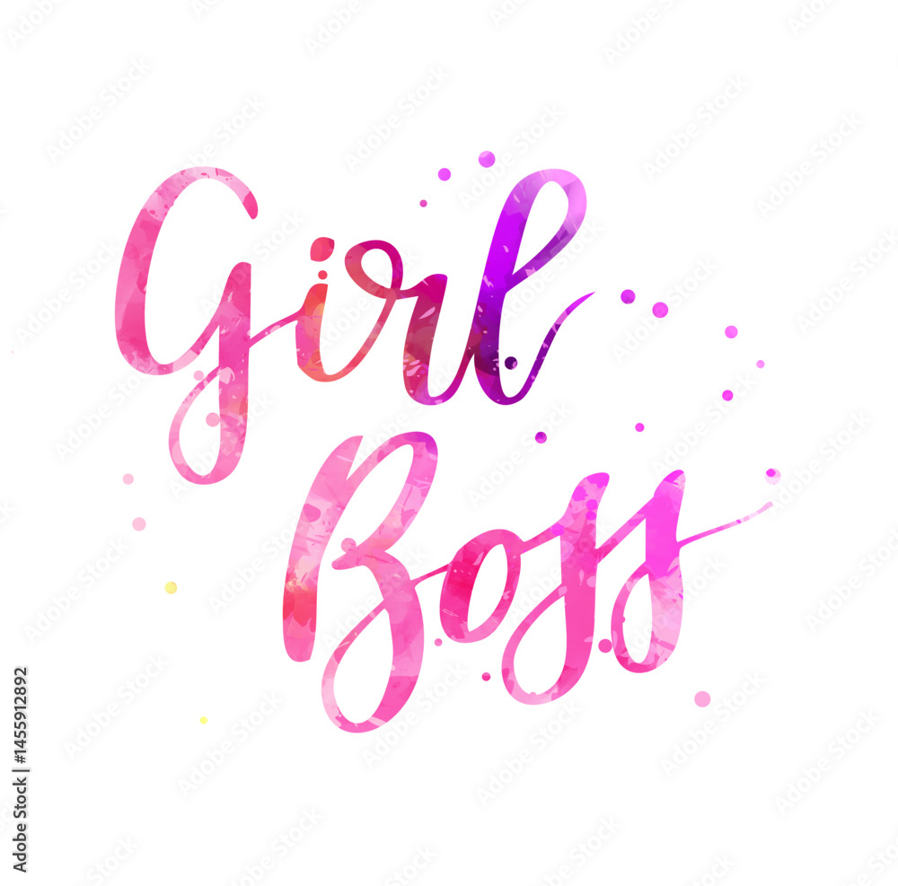 Obraz premium Girl boss - inspirational handwritten modern watercolor calligraphy lettering. Template typography for t-shirt, prints, banners, badges, posters, postcards, etc.