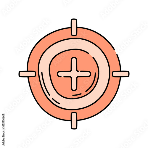 Focus Target Doodle style, aim symbol with plus sign, ideal for representing focus, targeting, or precision in goals.