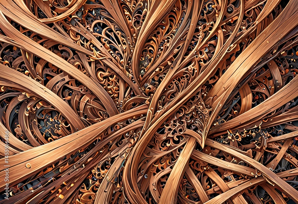 Stunning Wooden elements combined with abstract, fractal patterns. Stunning Wooden elements combined with abstract, fractal patterns.