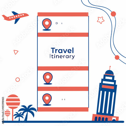 travel itinerary
, white background