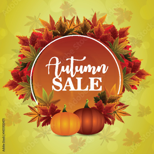 Autumn season design concept with realistic leaves