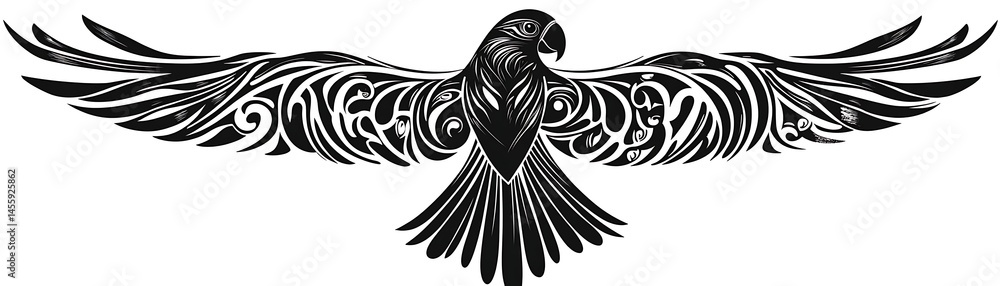 Obraz premium Tribal Parrot in Flight