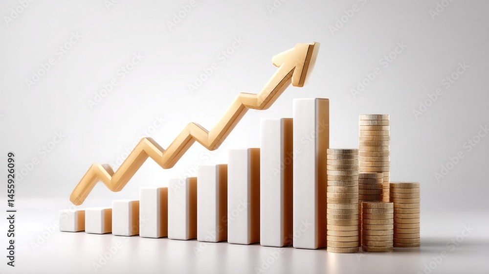 Golden Arrow Rising on Financial Chart Representing Business Success Golden Arrow Rising on Financial Chart Representing Business Success