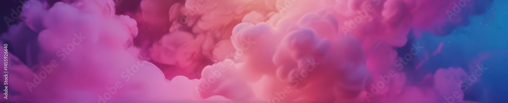Fototapeta premium Abstract swirling blue and pink neon smoke clouds, ethereal backdrop, light, illustration, scene