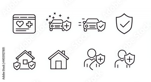 Comprehensive Insurance Icons:  A visual guide to various insurance types including health, auto, home, and family.