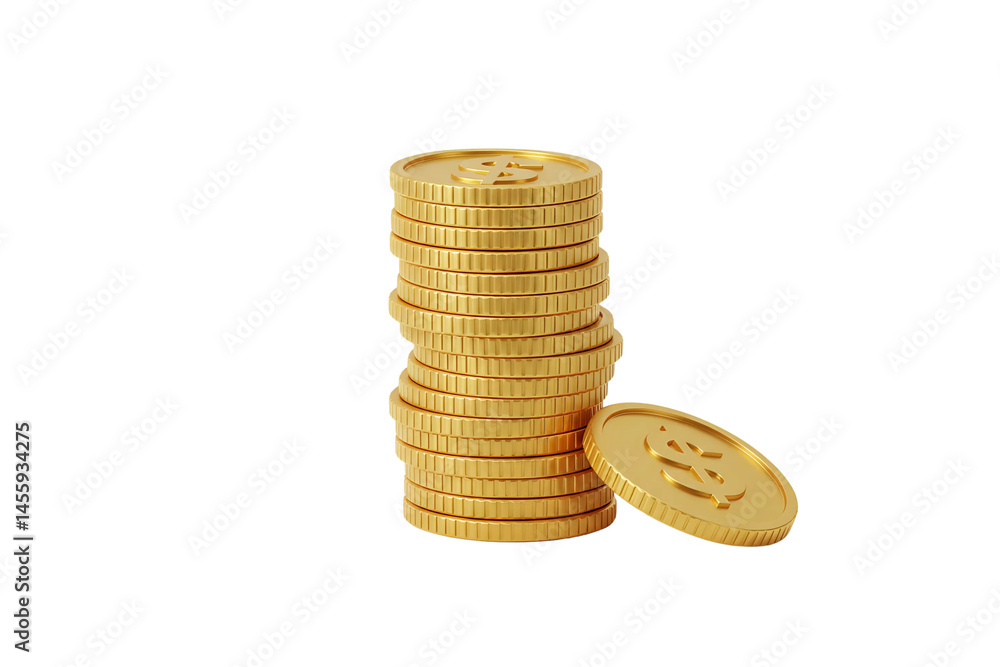 stack of coins isolated on transparent background png 