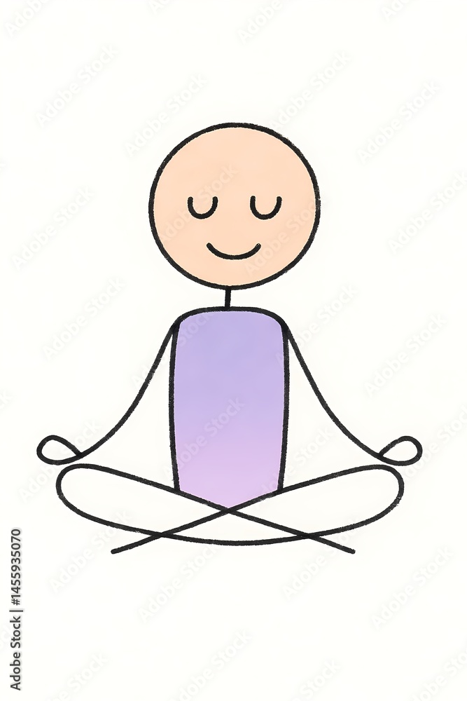 Serene Stick Figure in Lotus Pose Practicing Mindfulness Meditation Yoga Relaxation Serene Stick Figure in Lotus Pose Practicing Mindfulness Meditation Yoga Relaxation