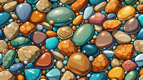 Tiny polished stones create a textured, natural mosaic