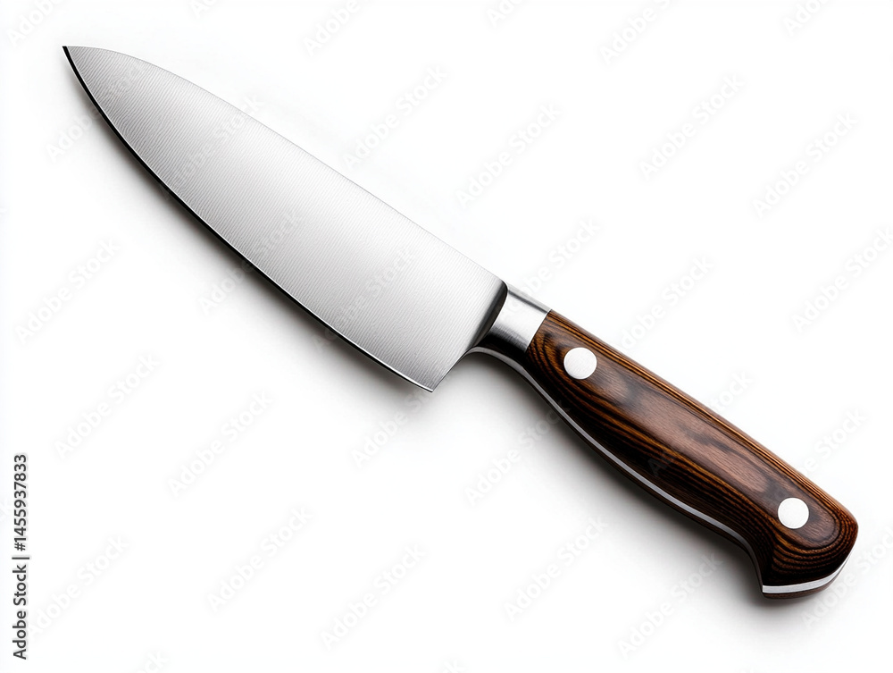 Simple chefs knife, isolated on white, professional kitchen gear. Simple chefs knife, isolated on white, professional kitchen gear.