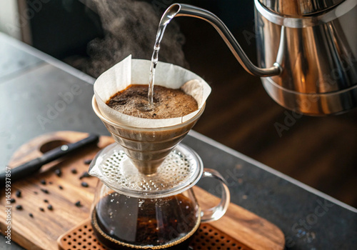 Pour Over Coffee Brewing Process