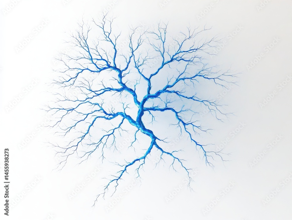 Fototapeta premium Blue bare tree branches artwork on transparent background