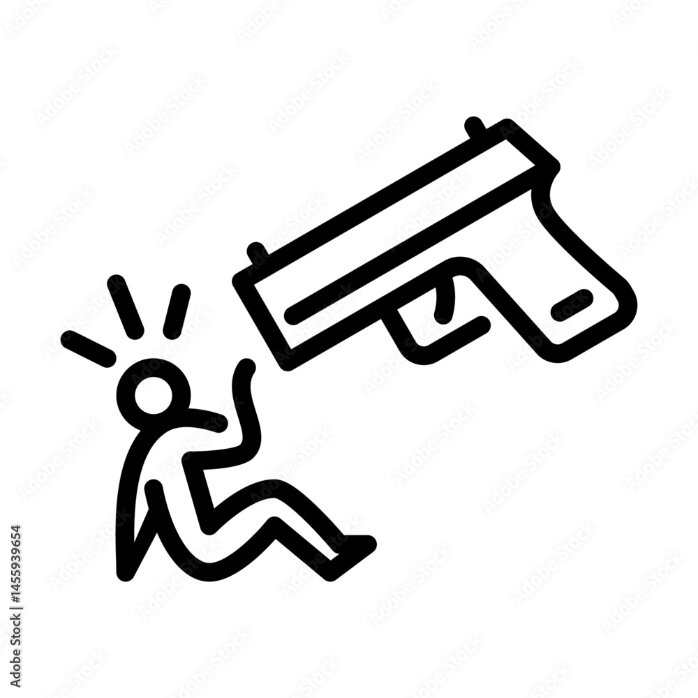 Obraz premium Violence outline icon. figure fear line art illustration.
