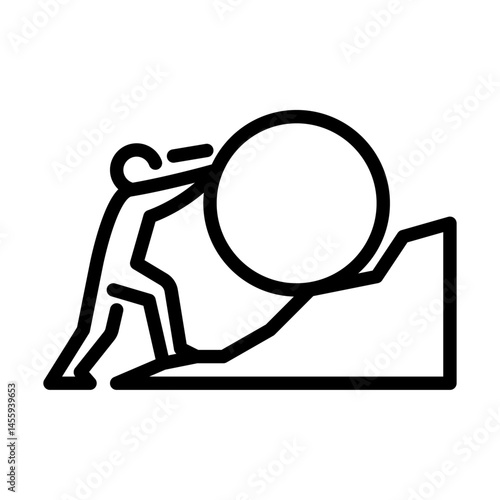 Difficult challenge outline icon. figure struggle line art illustration.