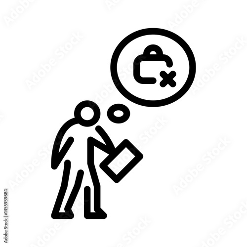 Jobless outline icon. figure unemployed line art illustration.