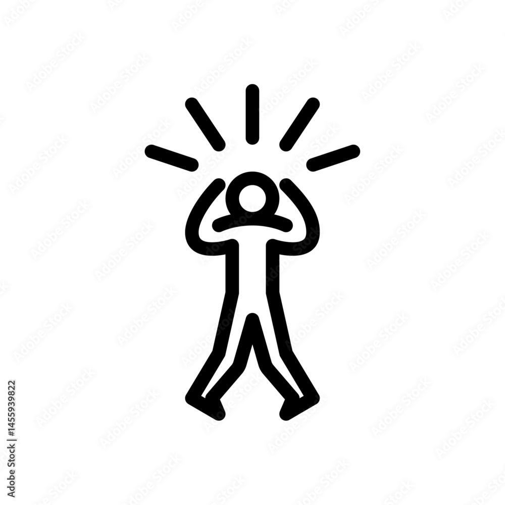 Fototapeta premium panic attack outline icon. figure stress line art illustration.