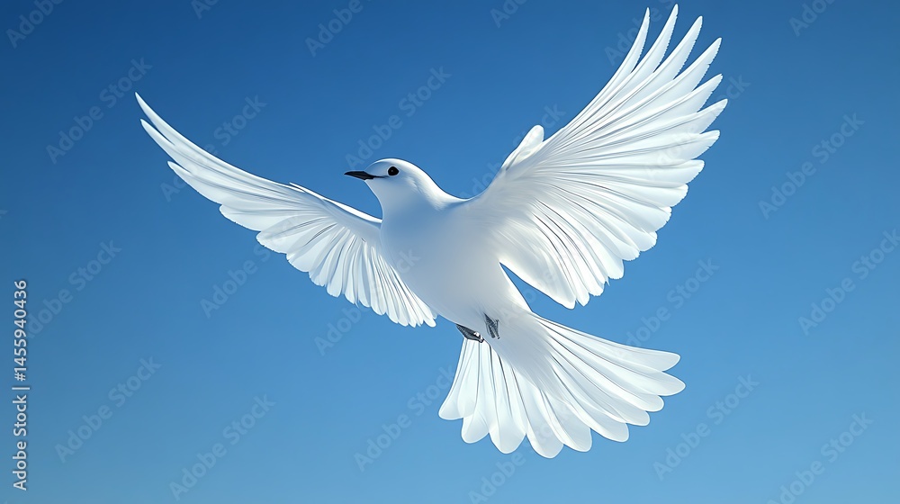 Fototapeta premium A white bird soars freely against a clear sky