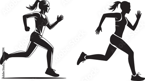 Running woman silhouette vector illustration for fitness sports and healthy lifestyle
