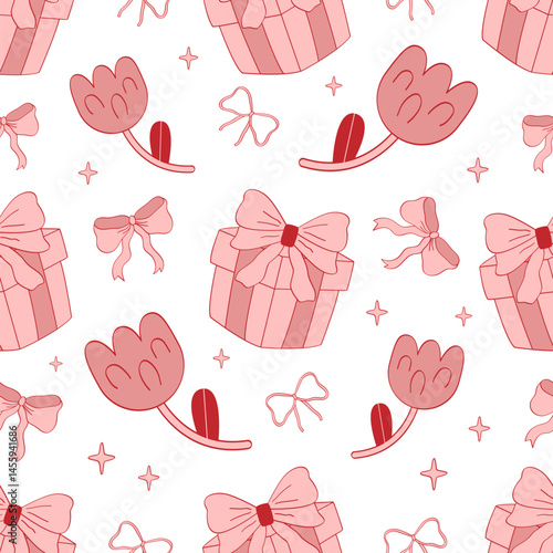 Coquette hand drawn seamless pattern