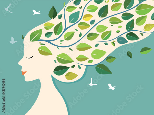 Woman’s tree branches hair