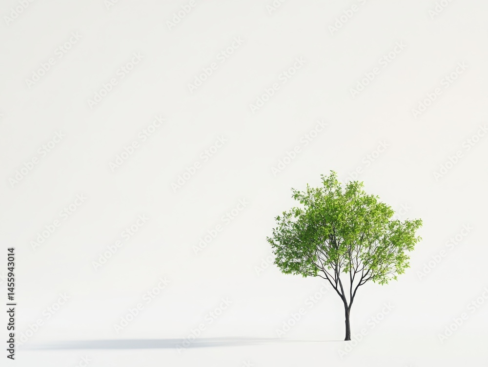 Obraz premium Green tree with shadow on transparent background