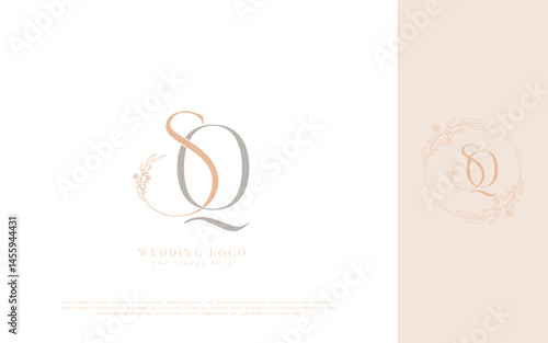Letter SQ elegant wedding monogram logo design