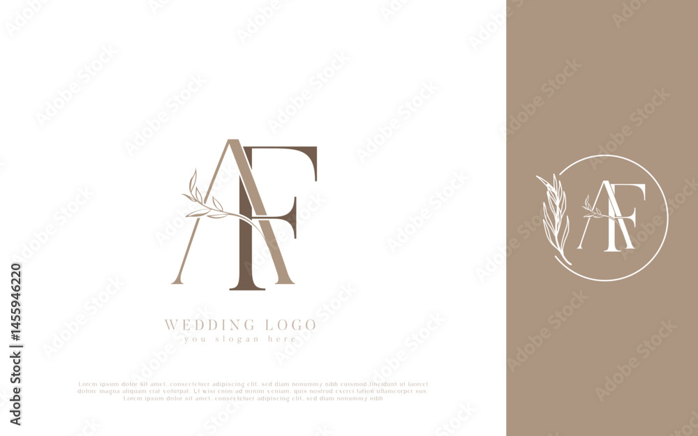 Naklejka premium AF initial monogram wedding logo