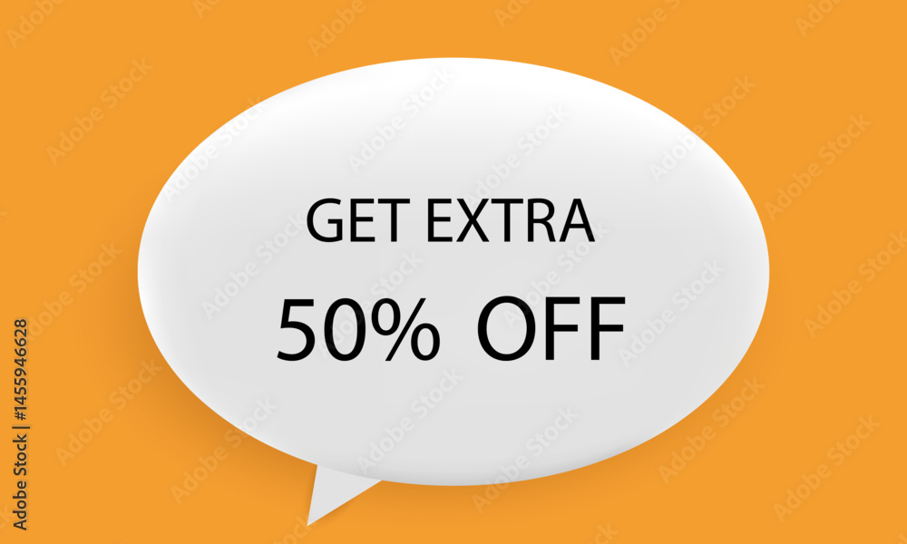 50 percent off. 3D speech bubble icons. Sale offer sign. Special offer symbol 50 percent off. 3D speech bubble icons. Sale offer sign. Special offer symbol
