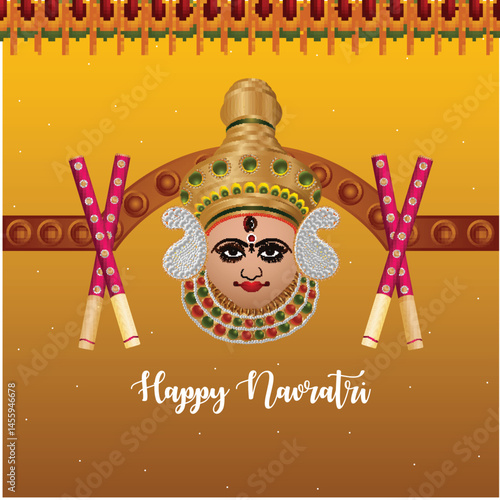 Happy navratri celebration with vector illustration