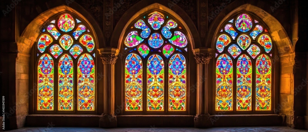 Fototapeta premium Majestic Gothic Stained Glass Windows