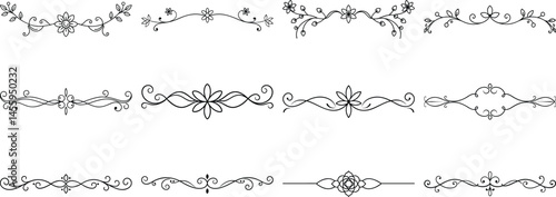 Set of Frame borders and text dividers, monochrome vectors collection