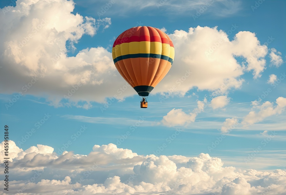 Fototapeta premium Hot air balloon floating in the clouds.