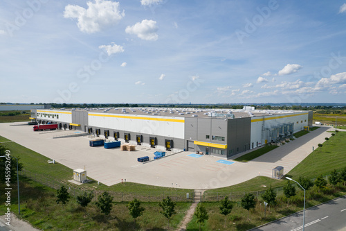 Distribution Center: Aerial View of Logistics Warehouse