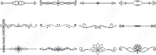 Set of Frame borders and text dividers, monochrome vectors collection
