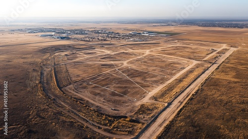Aerial view of a vast, undeveloped housing tract.