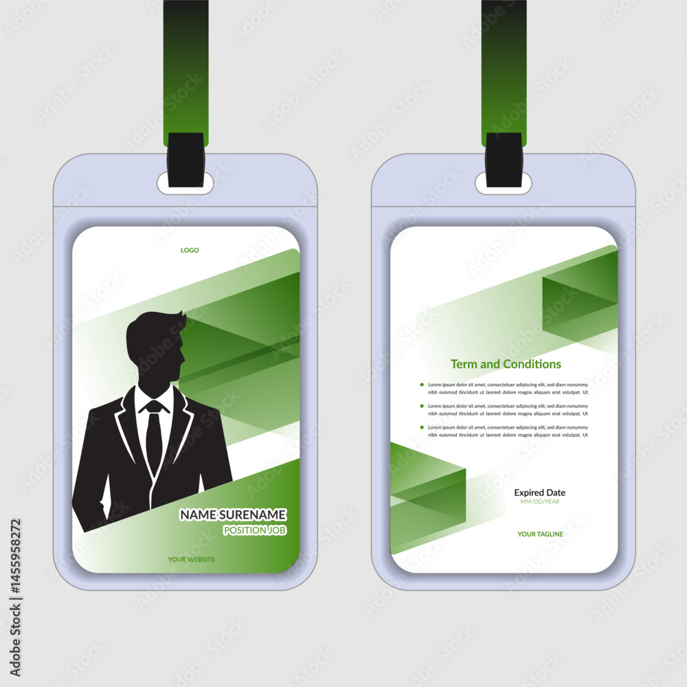 Obraz premium Modern ID card design template. Office identity card layout. Professional employee id card. illustration